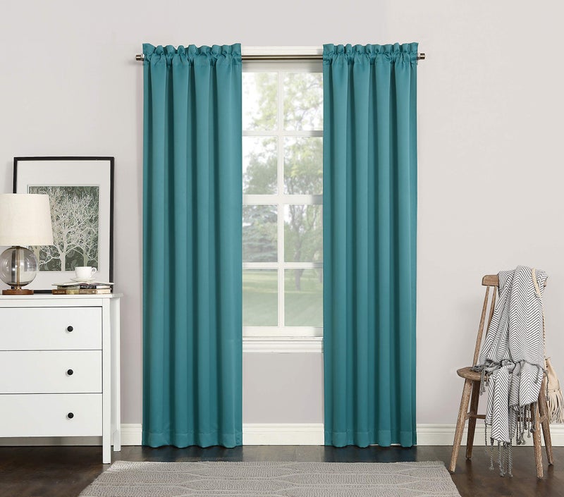 Sun Zero Easton Energy Saving Blackout Rod Pocket Curtain Panel, 40" x 95", Marine - Image 5